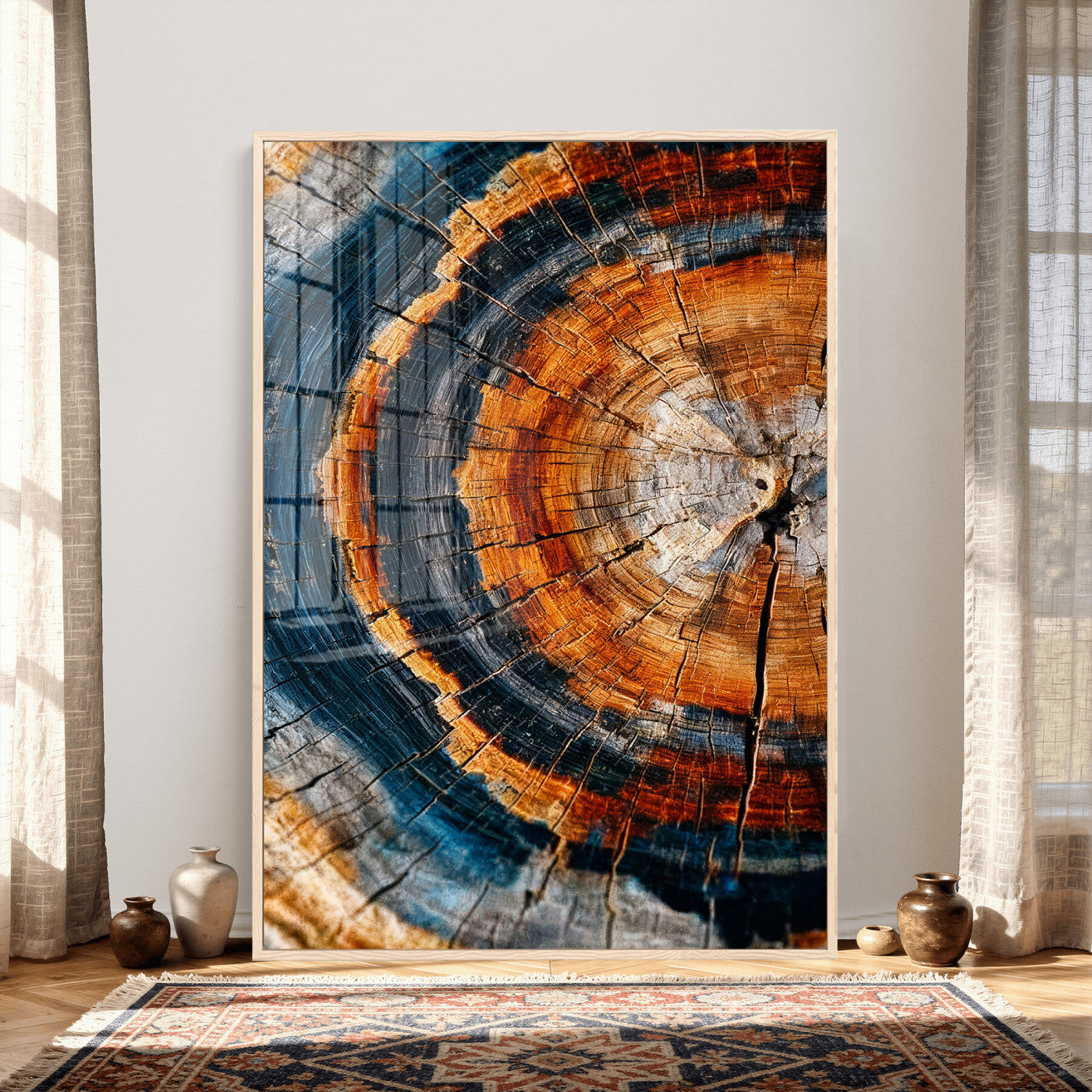 92693966C-MGV-CV-24X36 - Abstract Wood Grain Canvas Print, Tree Ring Pattern Wall Art, Framed Canvas Ready to Hang