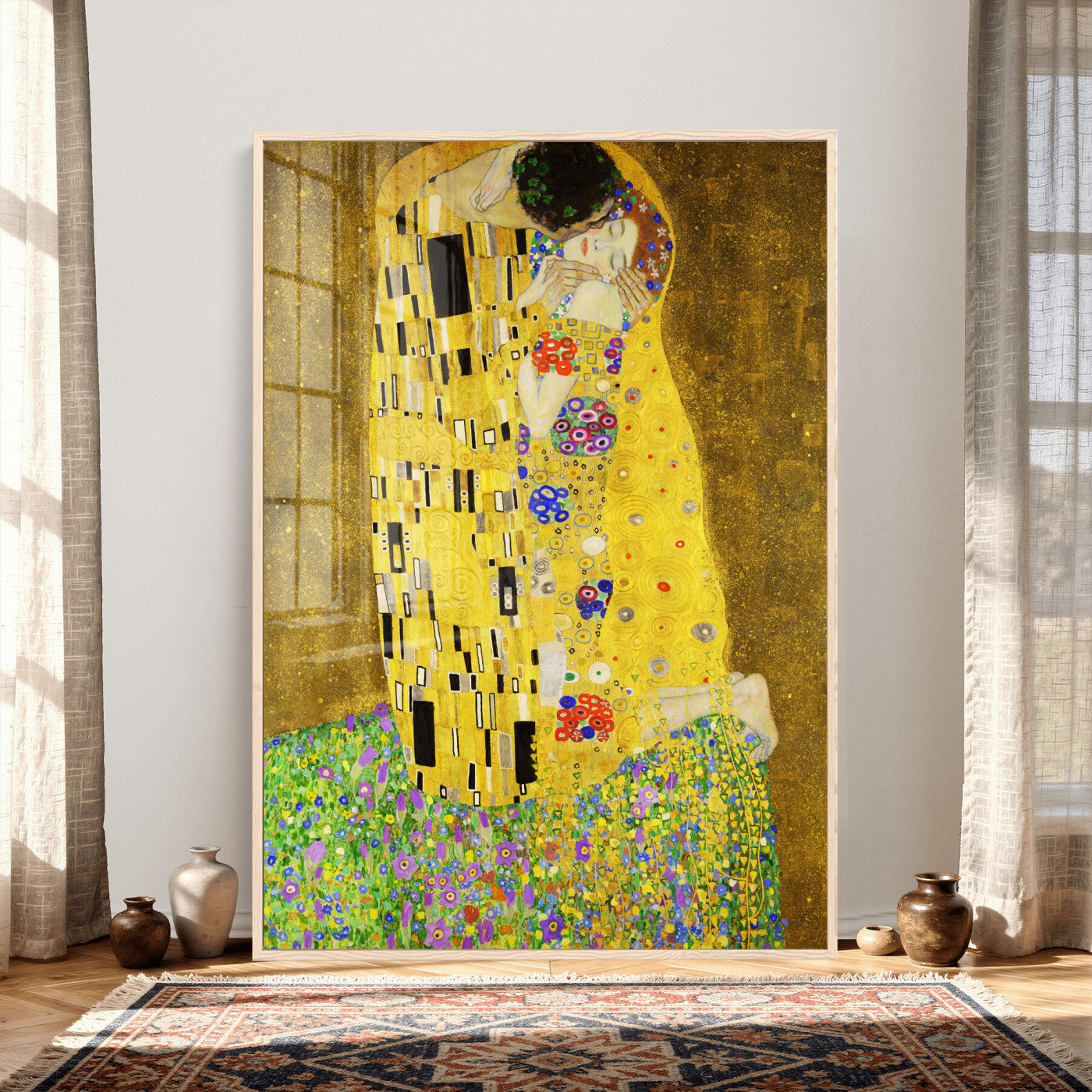 77323081-MGV-CV-24X36 - The Kiss Wall Art Canvas Print – Gustav Klimt Inspired Gold Art Nouveau Painting