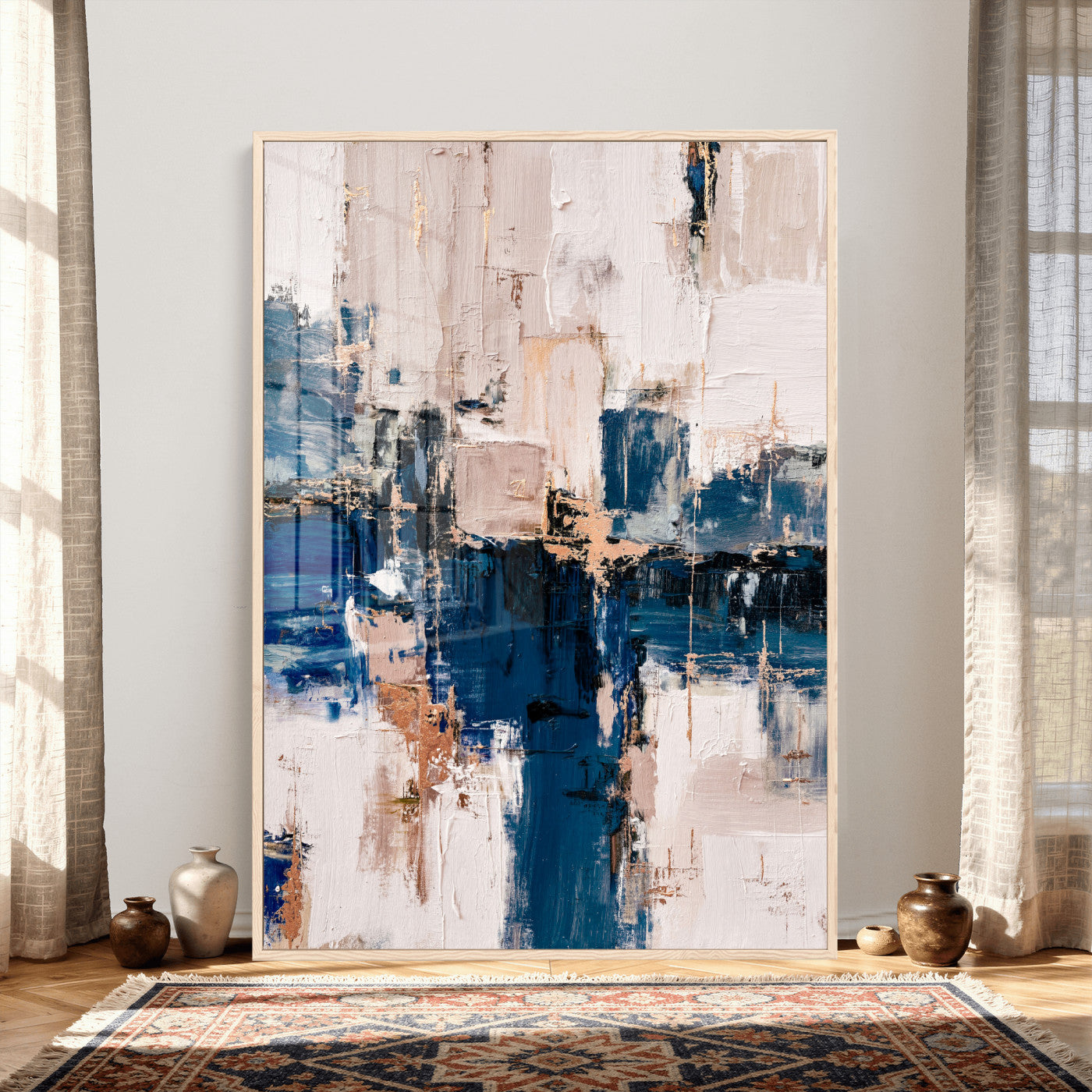 33344787-MGV-CV-24X36 - Abstract Navy Blue Wall Art Canvas Print
