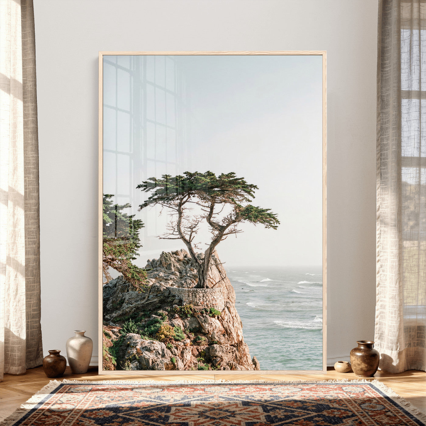 68839391-MGV-CV-24X36 - Lone Cypress Canvas Wall Art, Pebble Beach California Photography Print, Coastal Tree Ocean Decor, Monterey Nature Art, Minimalist Wall Art