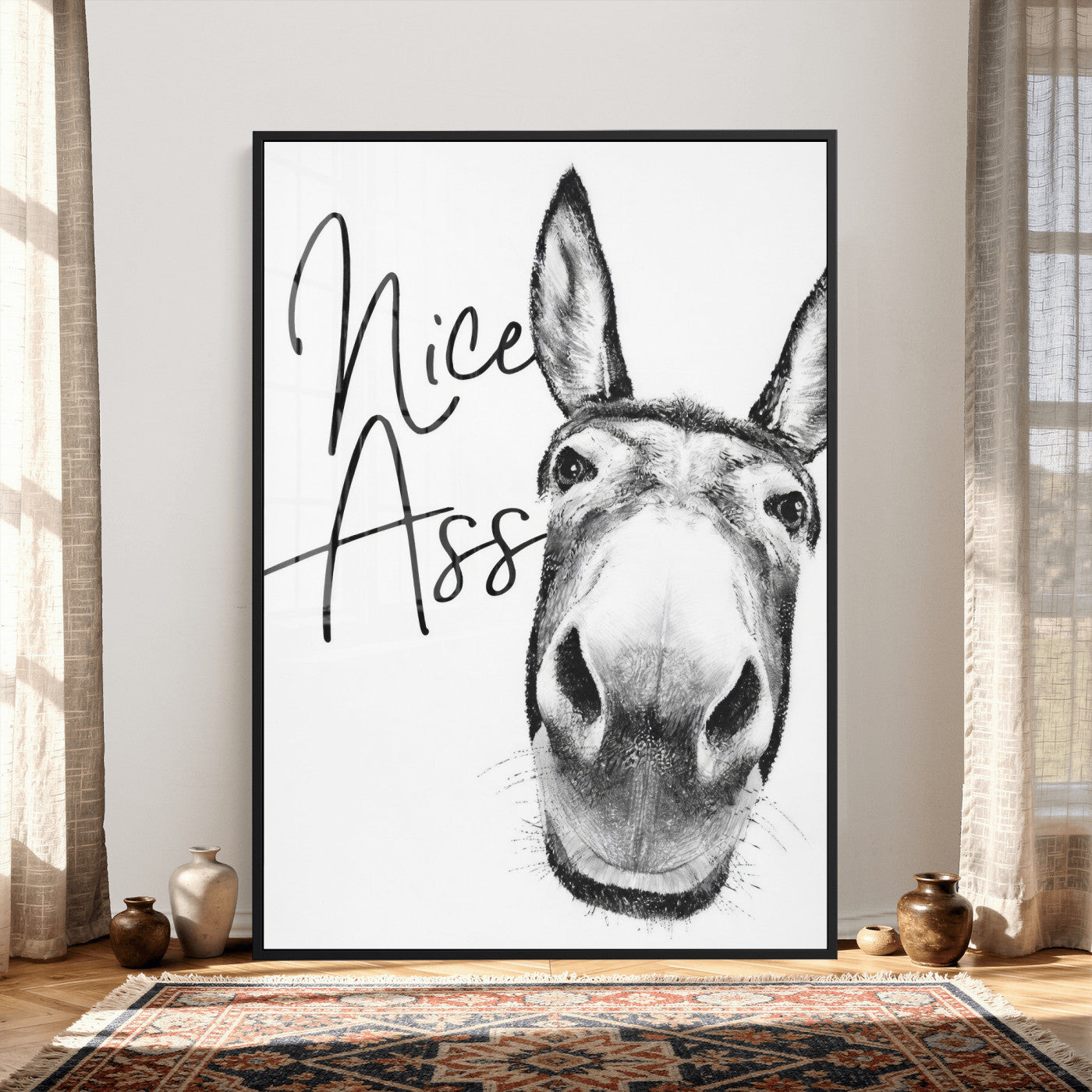 56057354-MGV-CV-24X36 - Nice Ass Funny Canvas Wall Art for Bathroom Wall Decor Cute Danke Humor Decor, Quirky Farmhouse Bathroom Art, Cow Lover Gift