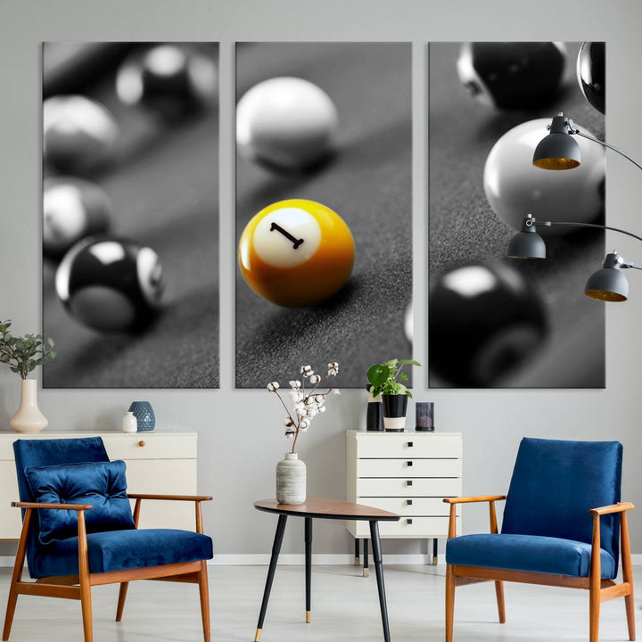 Black and White Concept Billiard Balls Canvas Print