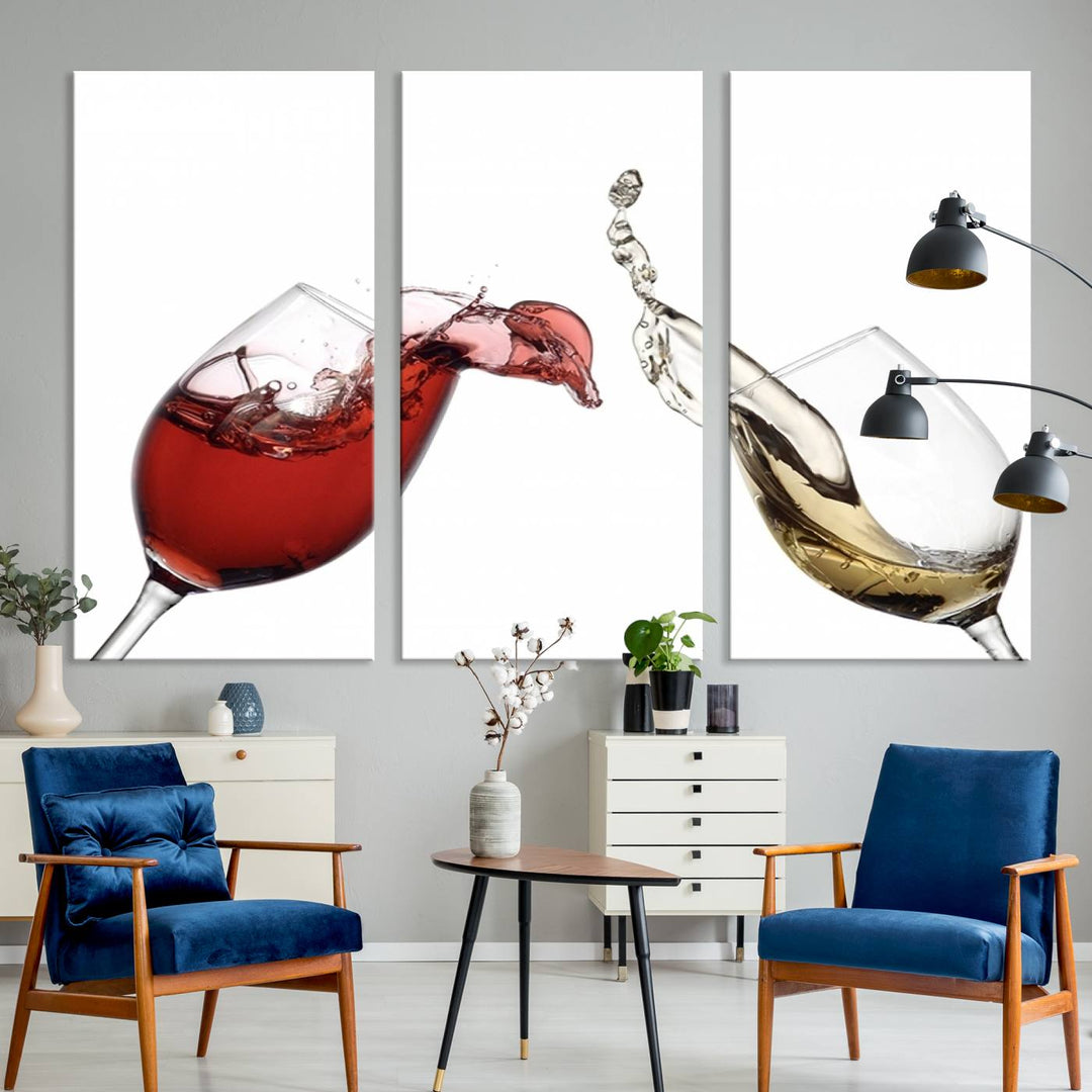 Red and White Wine in Glass Canvas Print