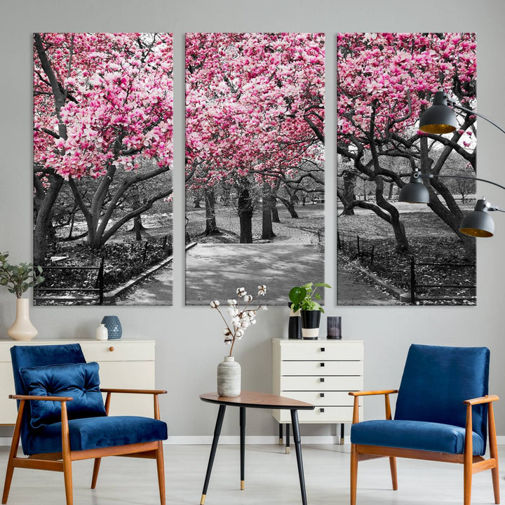 Art mural d’arbres roses Impression sur toile