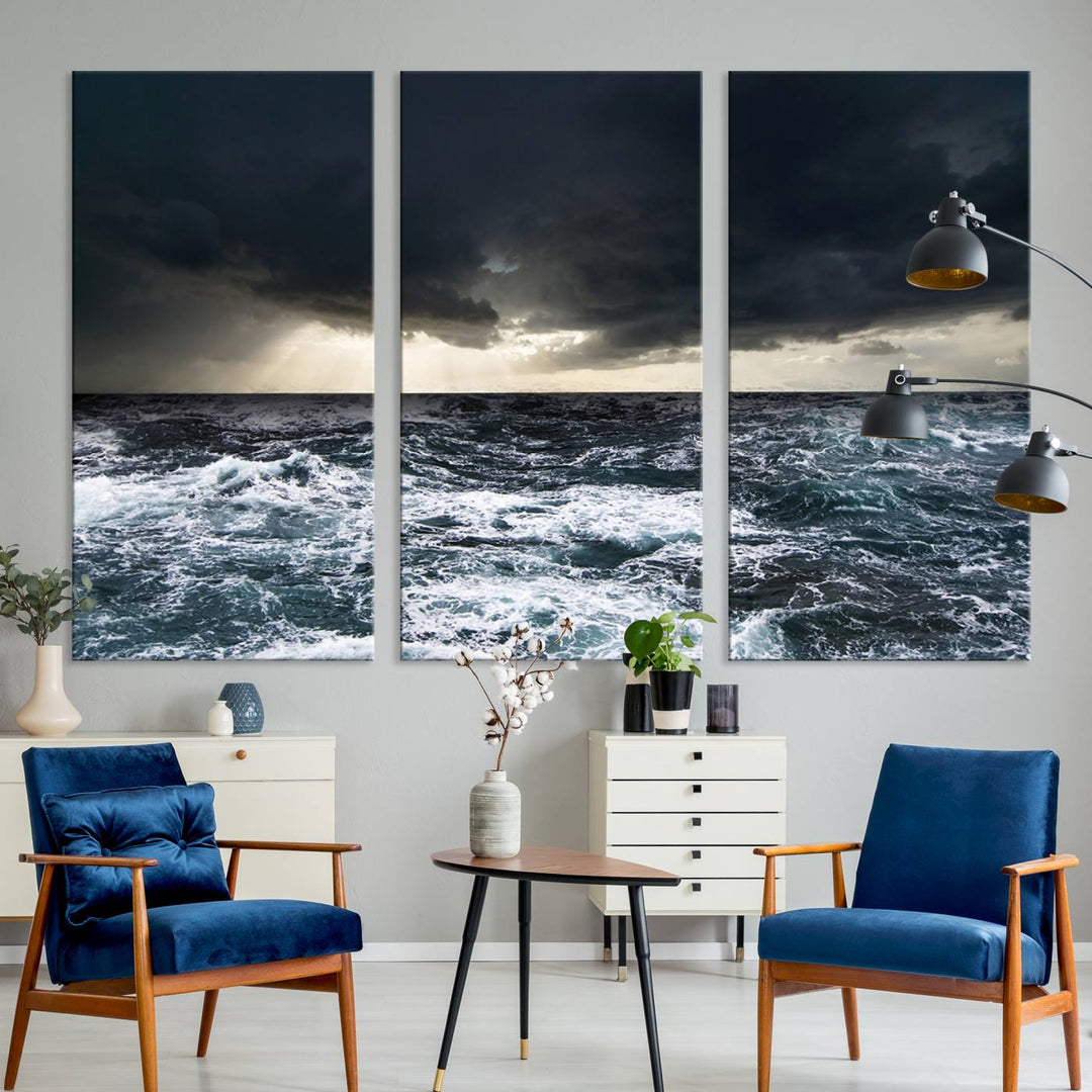 Ocean and Storm Canvas Art Print Hanging Great Print Ocean and