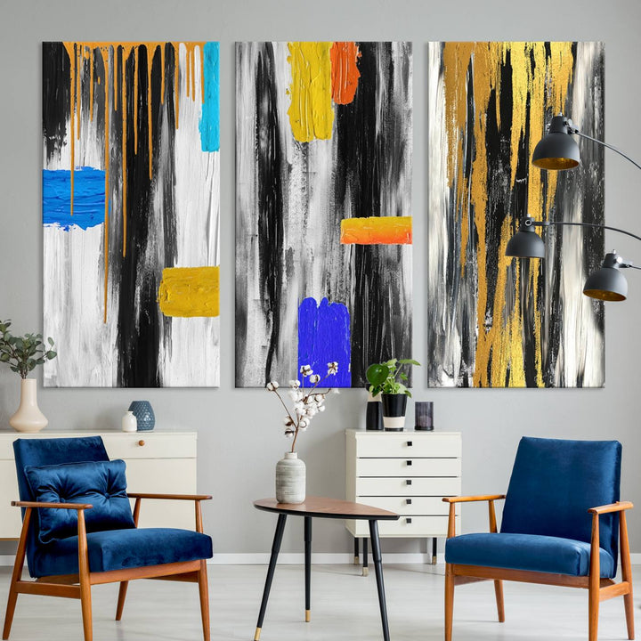 Arte de pared de lienzo de pintura abstracta colorida grande