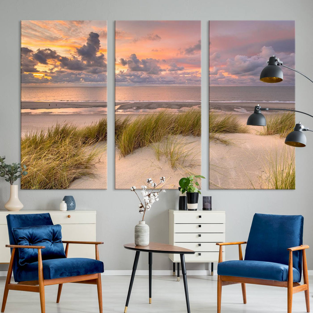 Beach Wall Art Canvas Print Sunset Artwork Print Coastal Wall Art