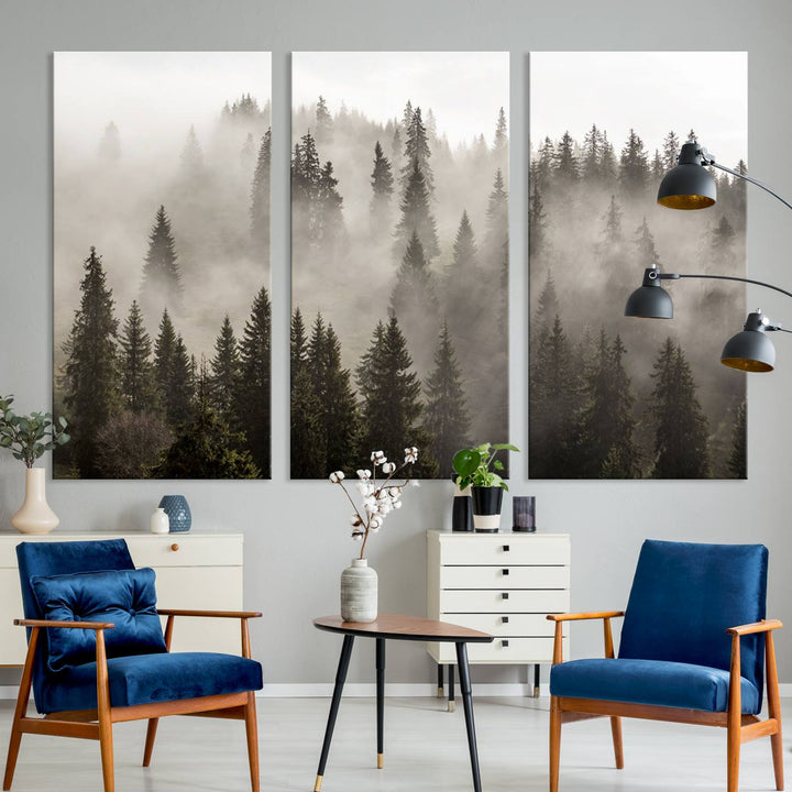 Foggy Forest Wall Art Canvas Print