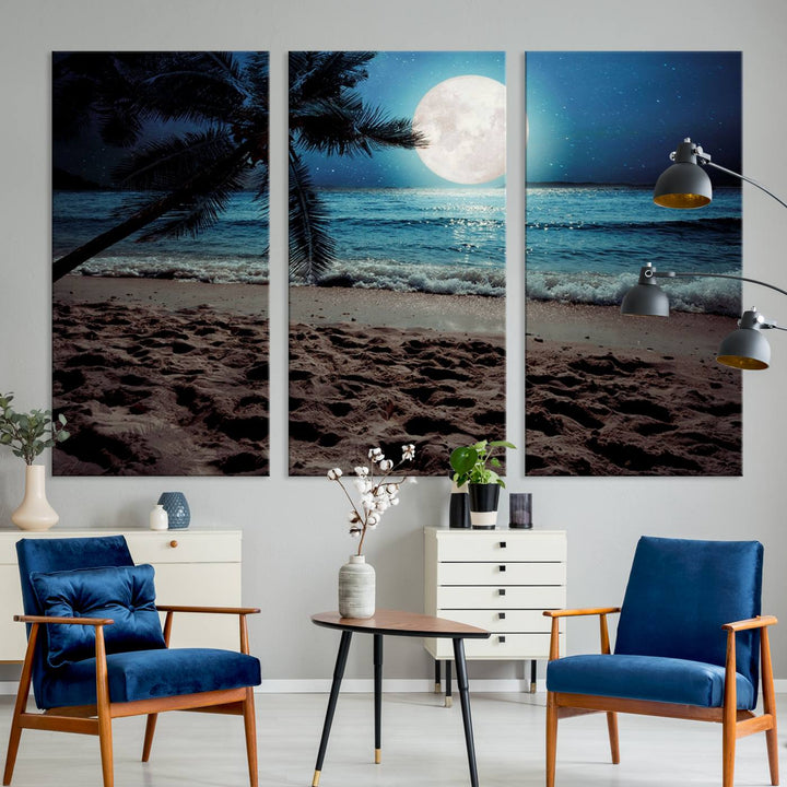 Moonglade Coastal Palm Tree Wall Art Canvas Print