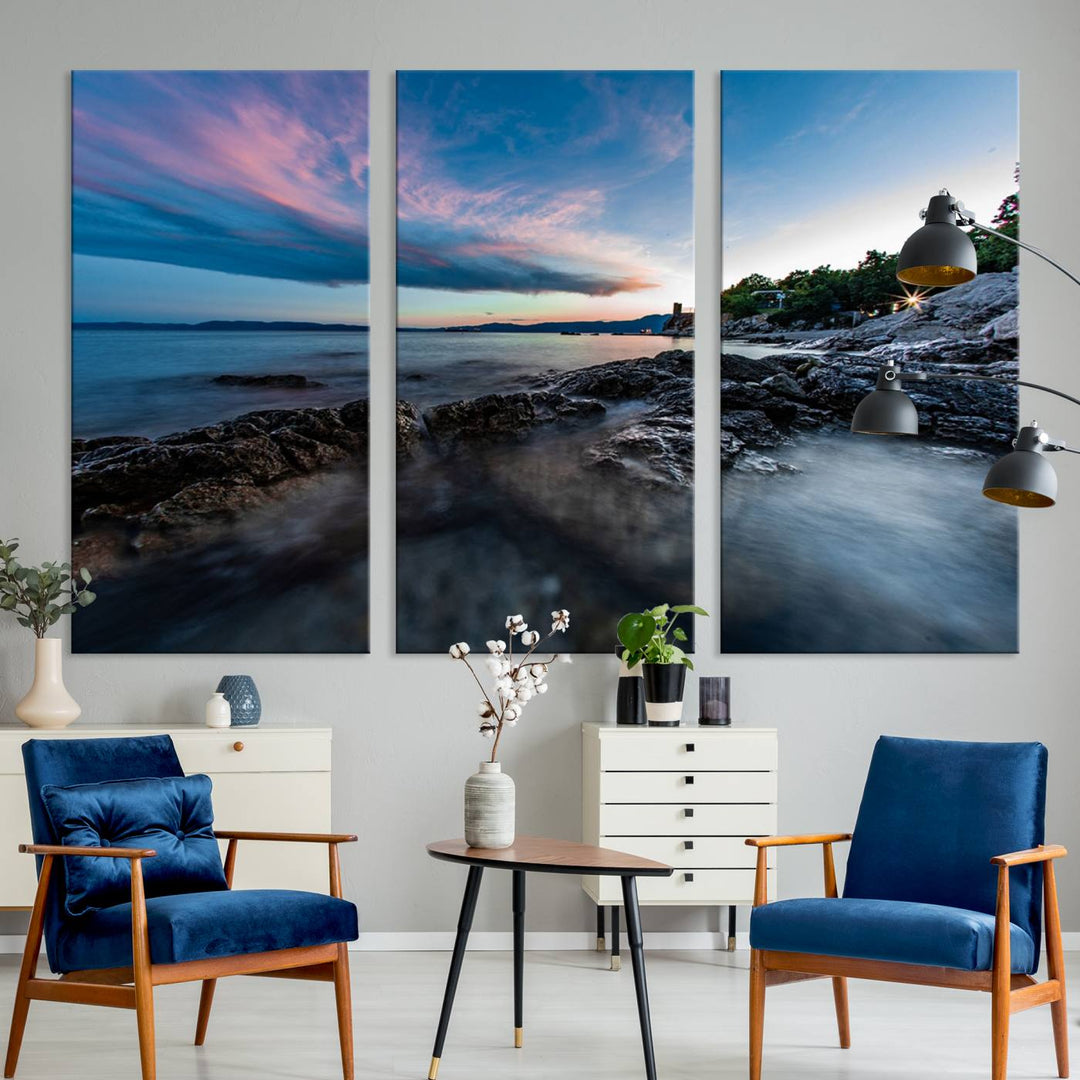 Serenity Ocean Misty Wall Art Canvas Print