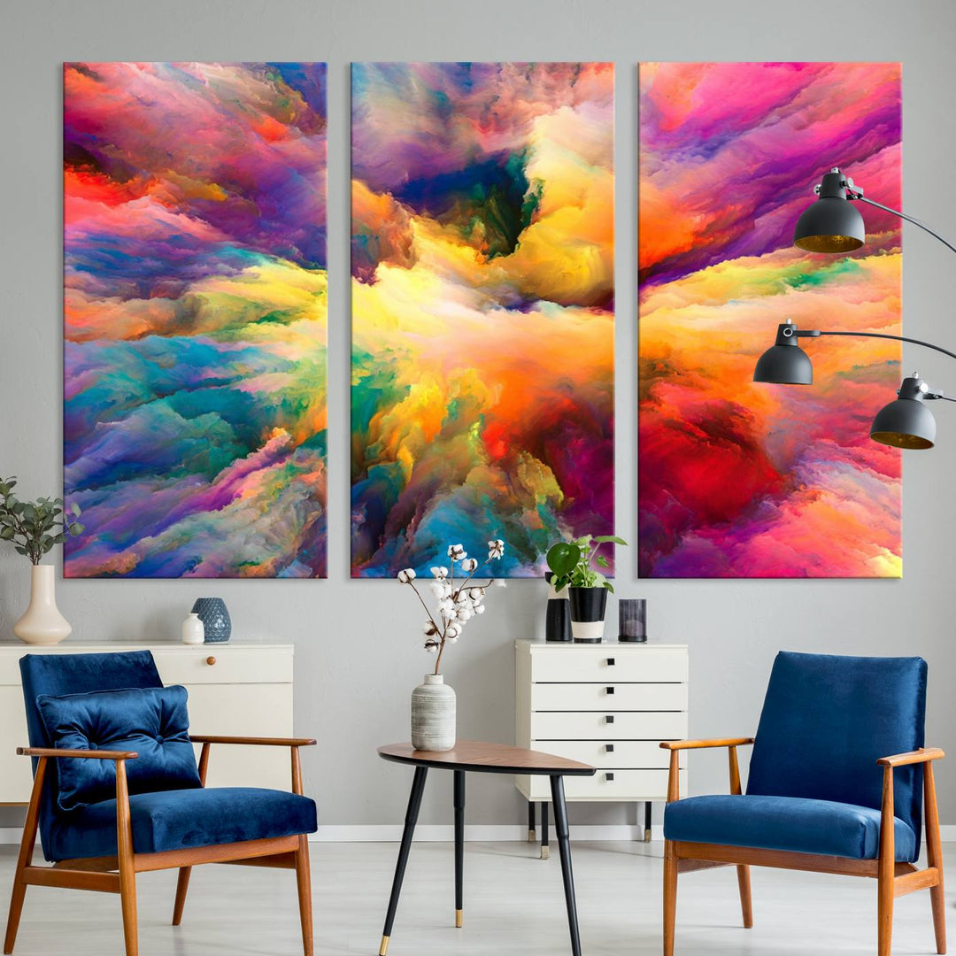 Art mural en forme de nuage de couleurs vibrantes flamboyantes Impression sur toile