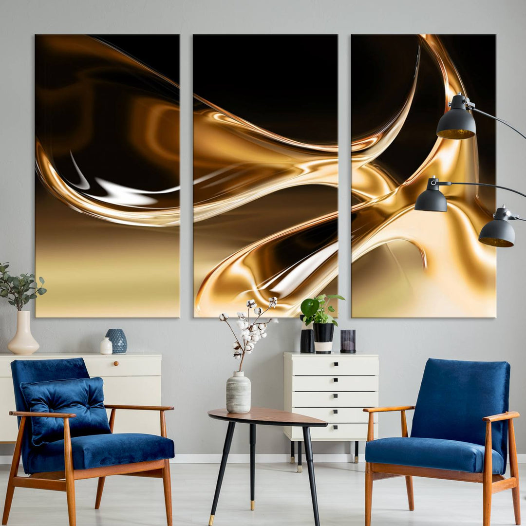 Liquid Glittered Luxury Gold Canvas Wall Art Print