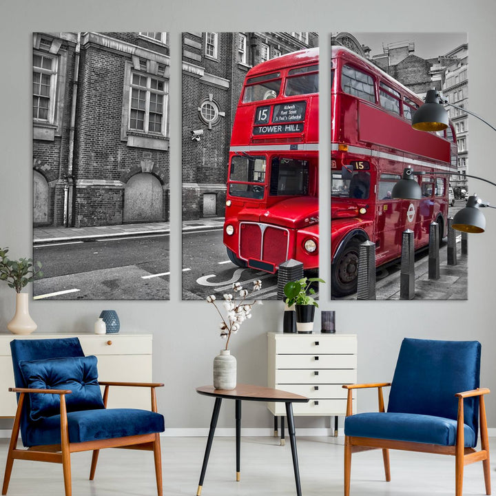 London Red Bus Wall Art, Red Telephone Club, London Night Canvas Print