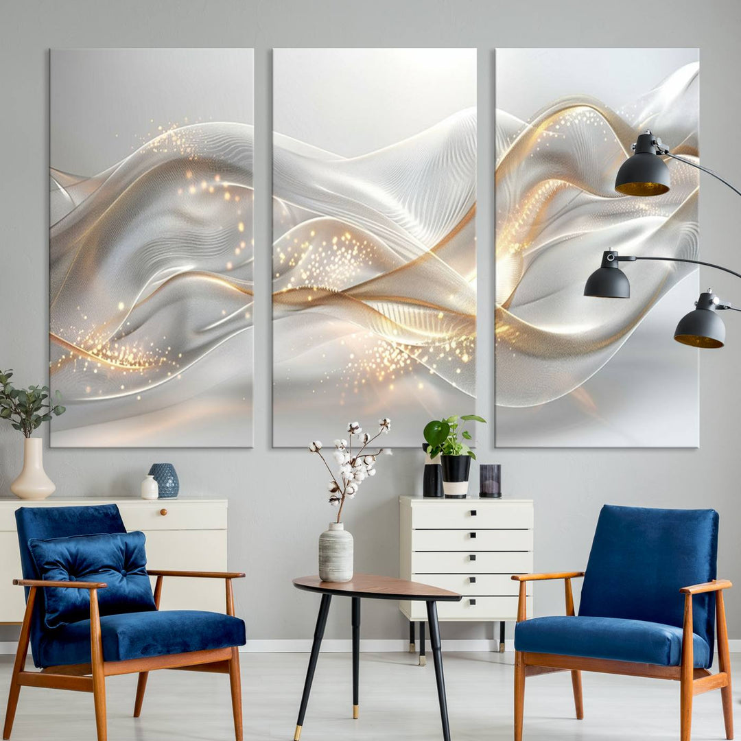 Abstract art Grey and Gold Lines Wall Art