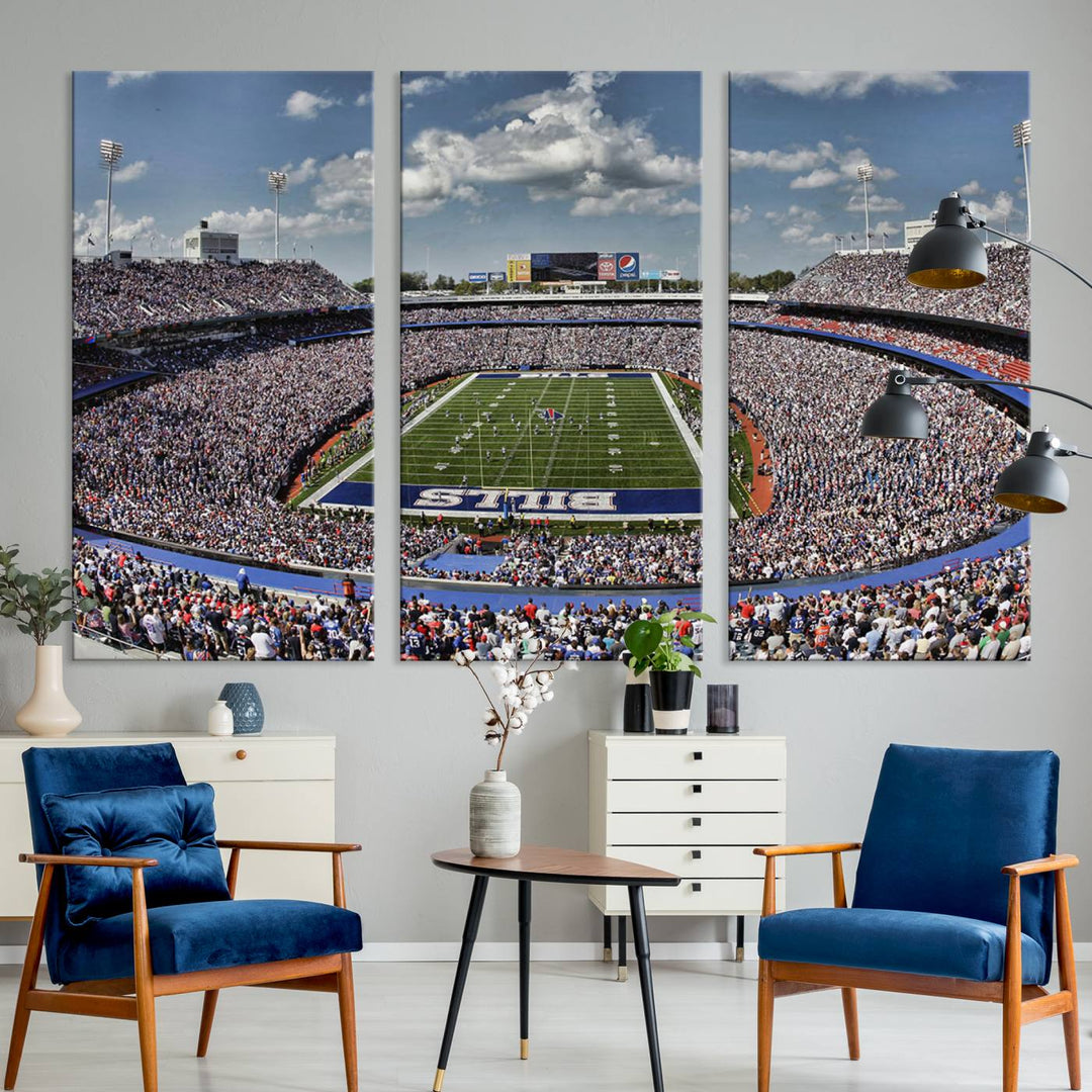 Buffalo Bills Football Team Print - Highmark Stadium Wall Art Canvas Print - Bills Stadium Game Day Triple Canvas Wall Art - Buffalo Bills NFL Match