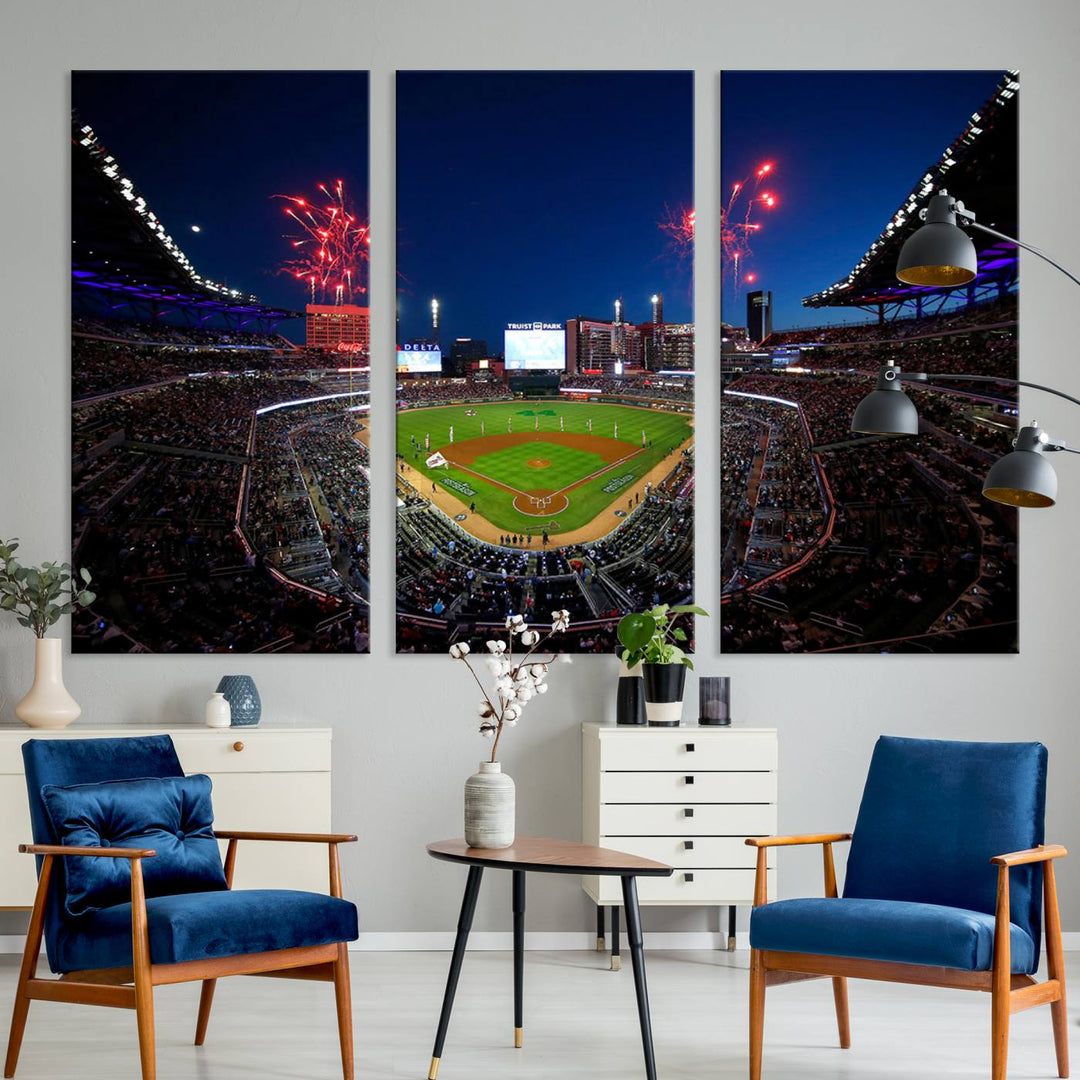 Atlanta Braves Baseball Team Print - Truist Park Stadium Wall Art Canvas Print