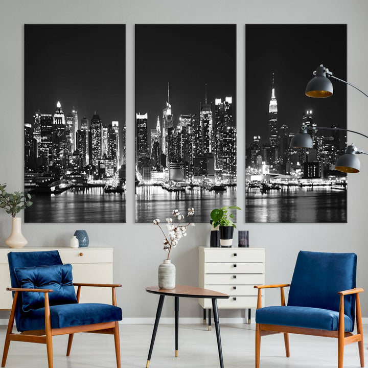 Wall Art NEW YORK Impressions sur toile Gratte-ciel de New York en noir et blanc