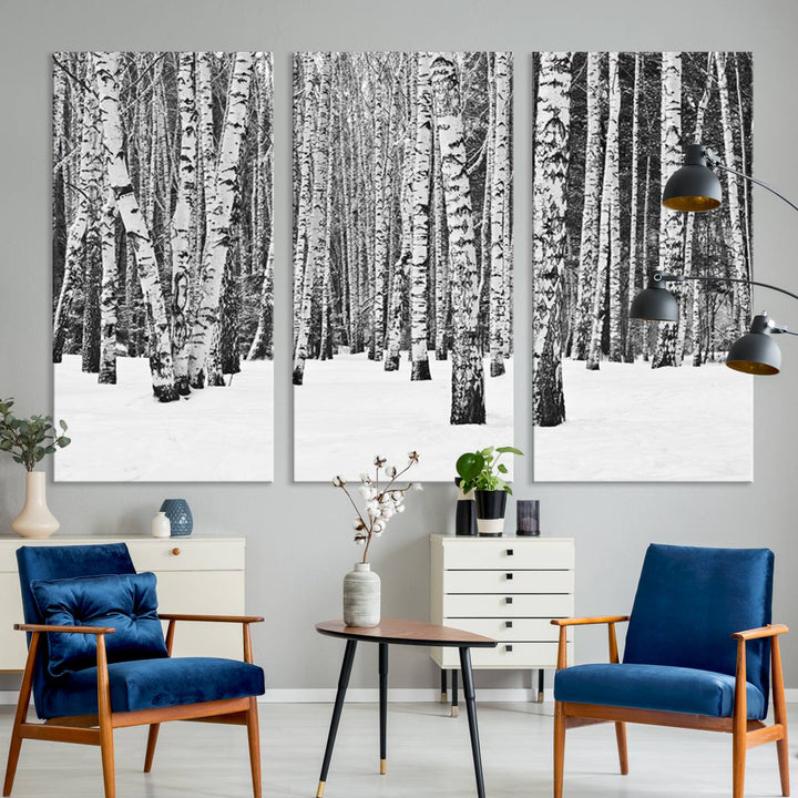 Wall Art Landscape Canvas Print Forest in Winter with Snowy Ground and Trees