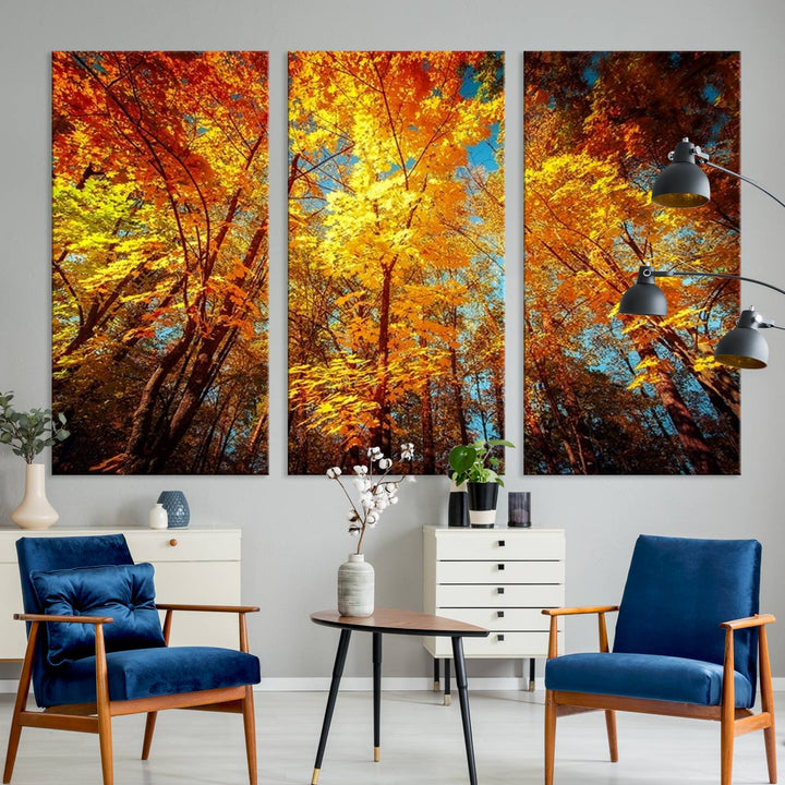 Forest View at Fall Wall Art Autumn Colors Landscape Canvas Print