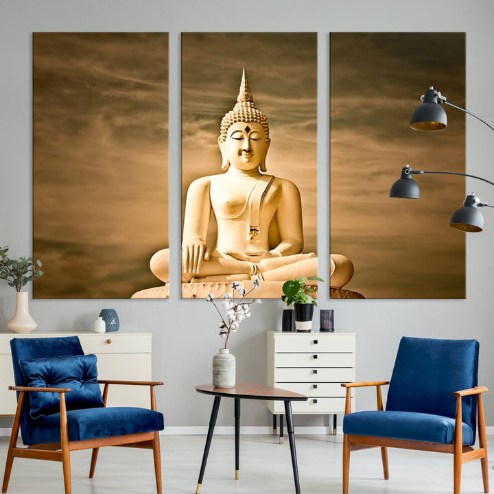 Reclining Buddha Statue Canvas Print 