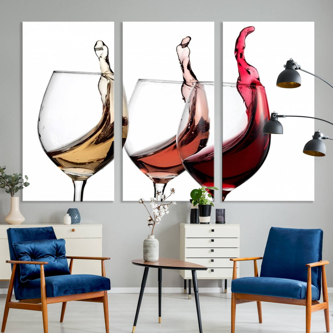 49896 - Lienzo decorativo para pared grande con vino abstracto en copas