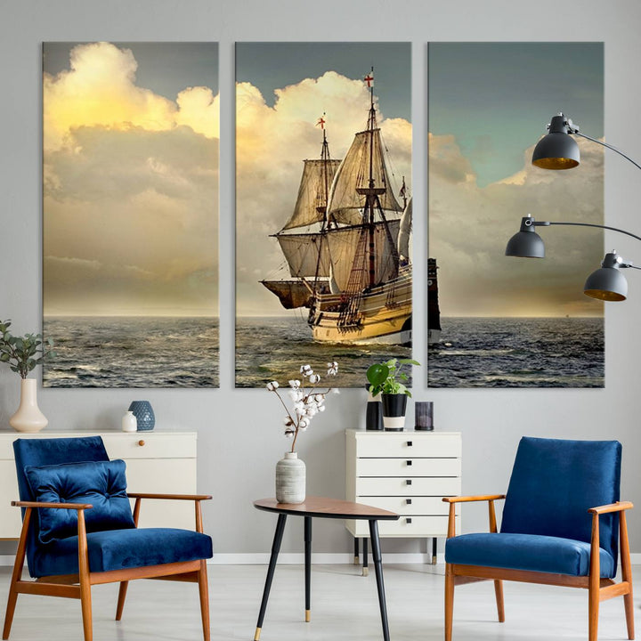 Wall Art English War Ship Canvas Print