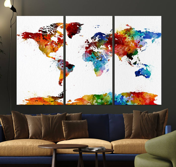 Watercolor World Map Canvas Print