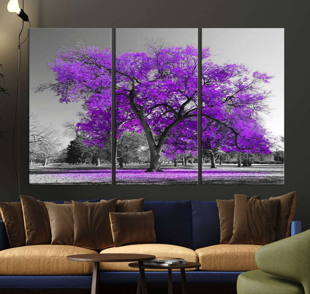 Art mural grand arbre violet Impression sur toile