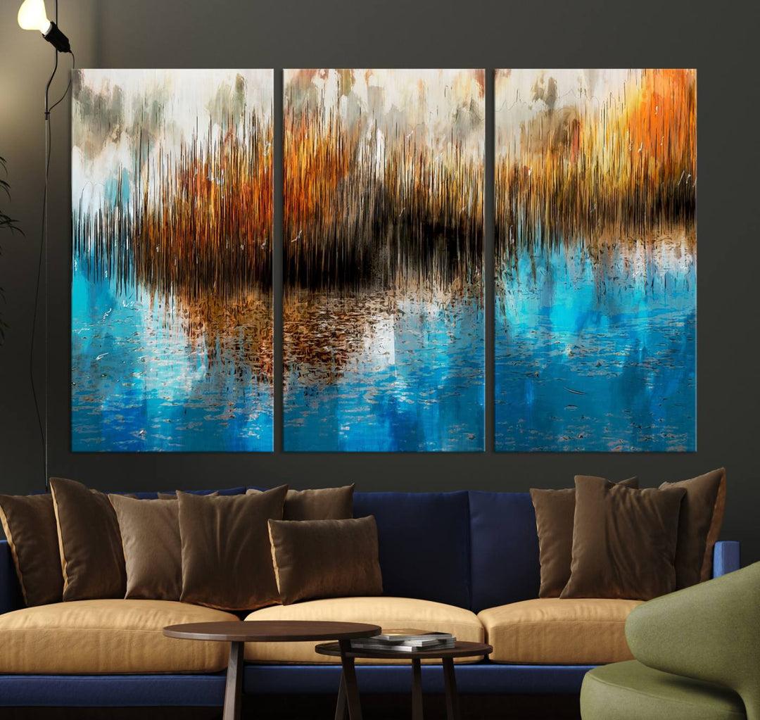 Restful Landscape Art Abstract Lake Canvas Print Wall Art