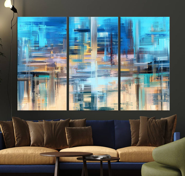 Contemporary Work of Art Blue Abstract Canvas Painting Wall Art Canvas Print