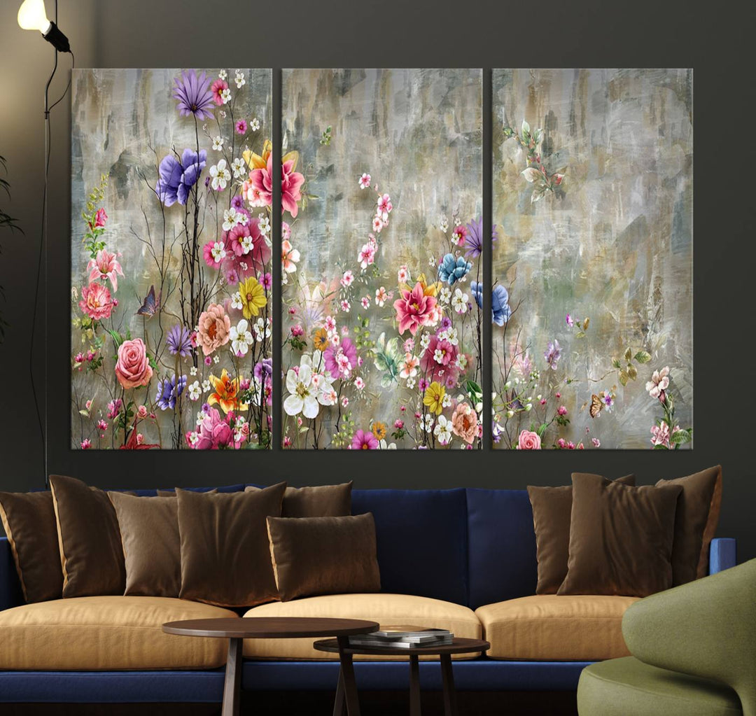 Cozy Flowers Painting on Canvas Wall Art Floral Canvas Print