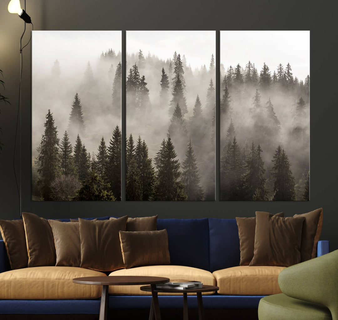 Foggy Forest Wall Art Canvas Print