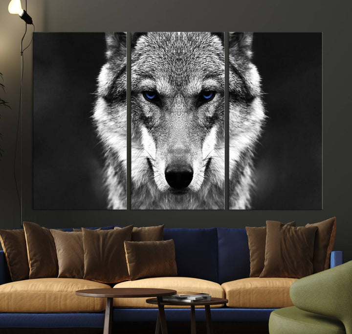 Black and White Wild Wolf Wall Art Canvas Print