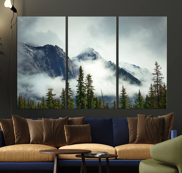 Misty Mountain Forest Wall Art Canvas Print