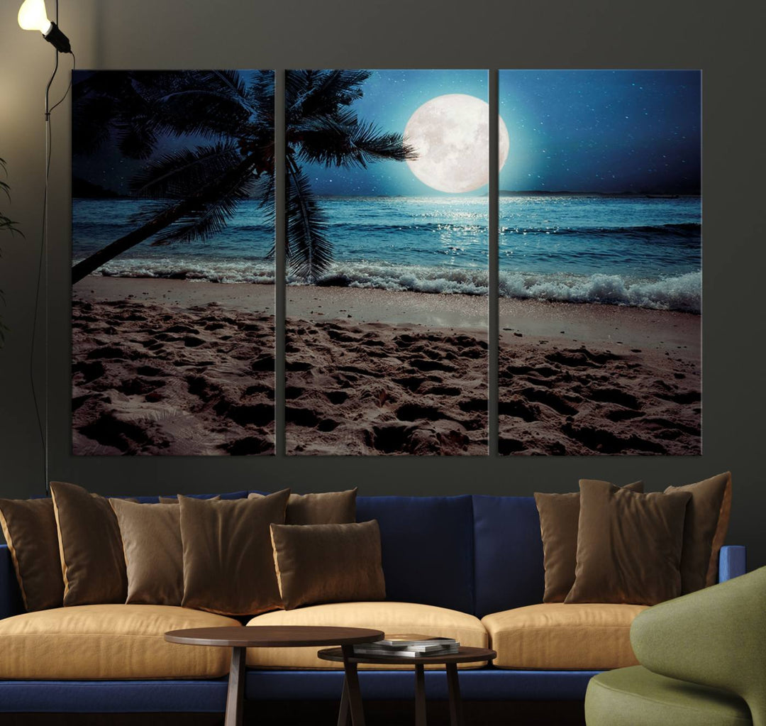 Moonglade Coastal Palm Tree Wall Art Canvas Print