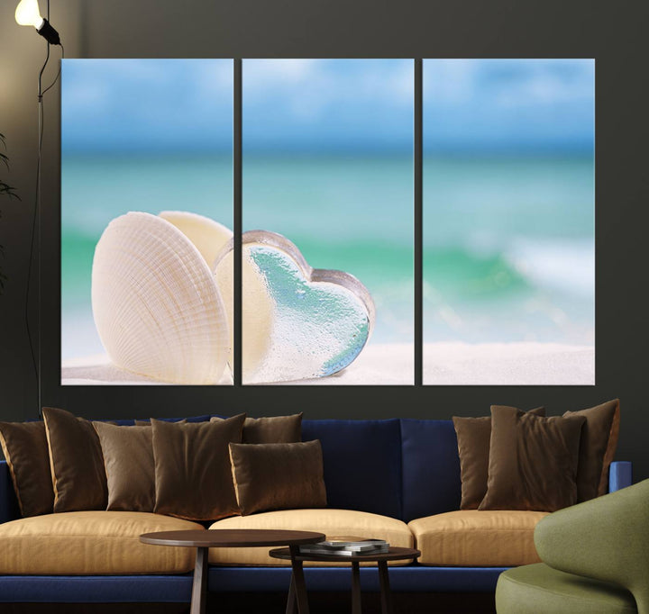 Impression sur toile d'art mural de coquillage d'amour de plage