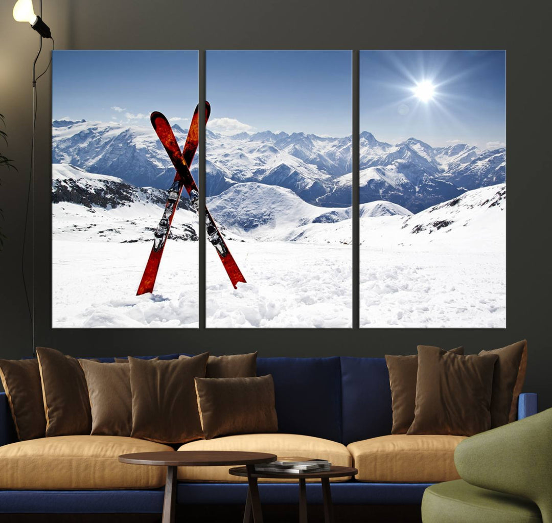 Snow Mountain Wall Art Canvas Print, Snowboard Sport Wall Art