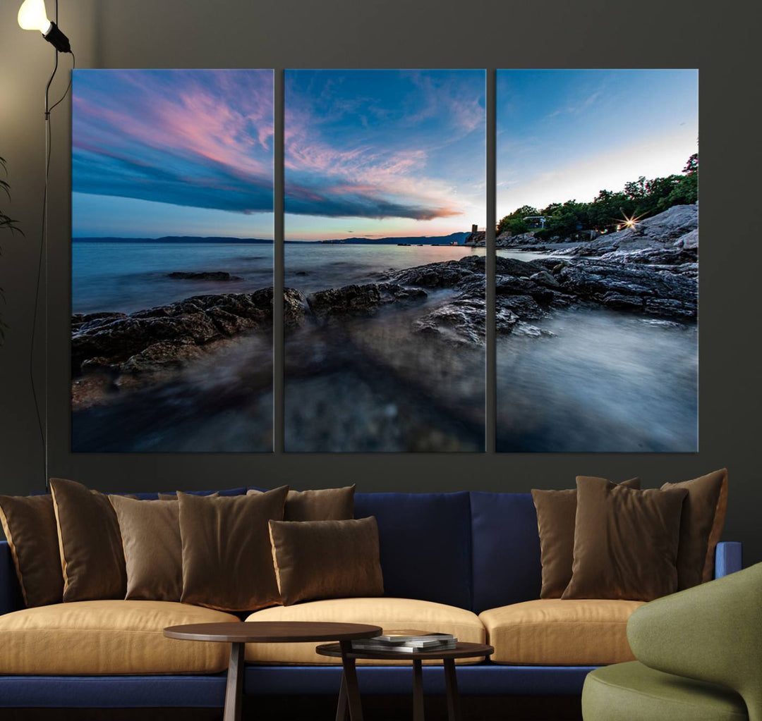 Serenity Ocean Misty Wall Art Canvas Print