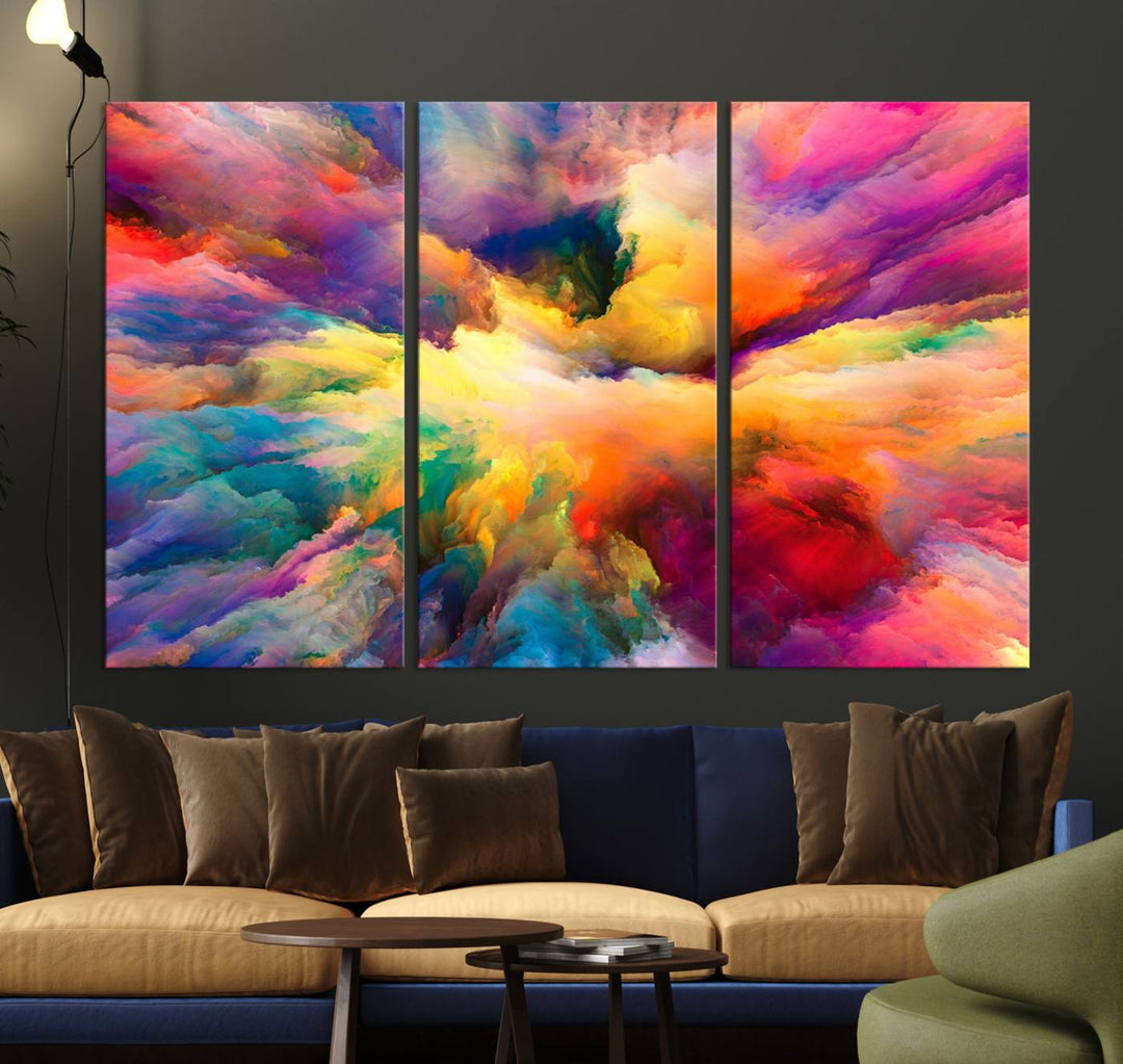 Art mural en forme de nuage de couleurs vibrantes flamboyantes Impression sur toile