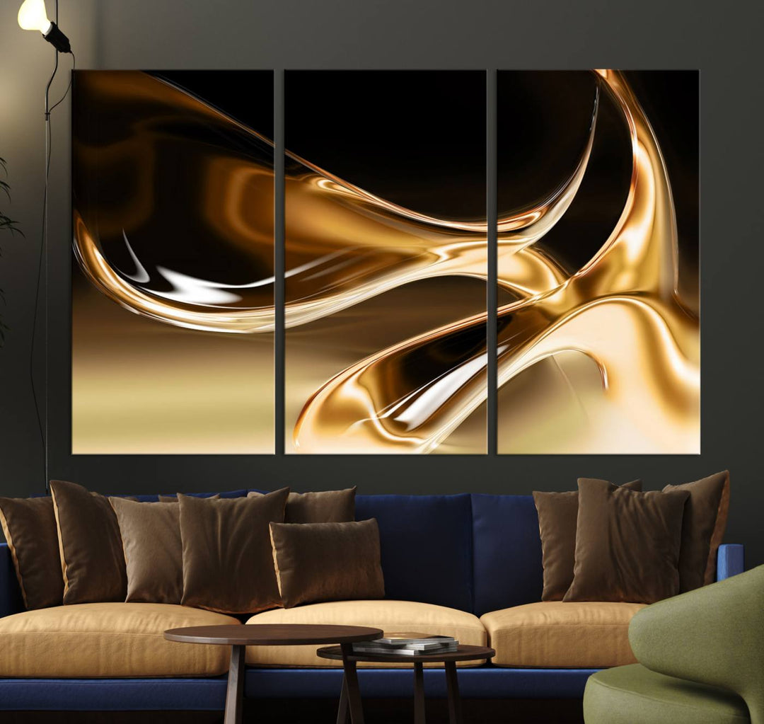 Liquid Glittered Luxury Gold Canvas Wall Art Print