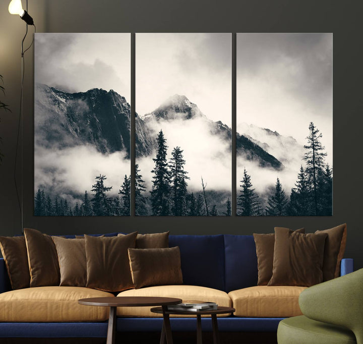 Forêt d'hiver Misty Fogy Wall Art Impression sur toile