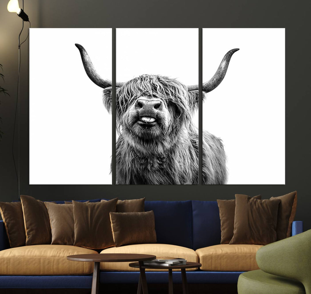 Fanny Scottish Highland Cow Cattle Art Print Farmhouse Wall Art Canvas Print