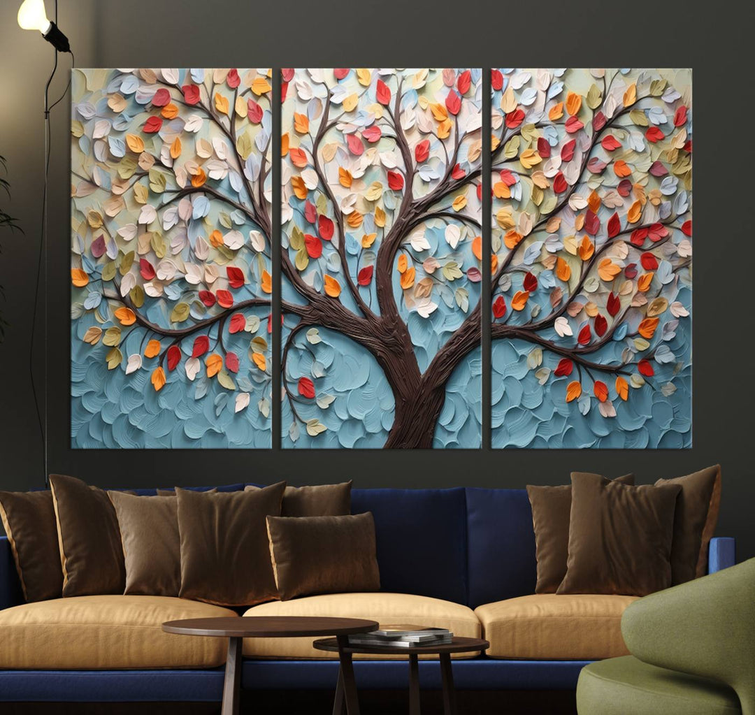 Abstract Tree and Leaf Wall Art Canvas Print