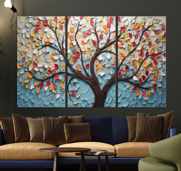 Impression sur toile d’art mural abstrait d’arbre et de feuille