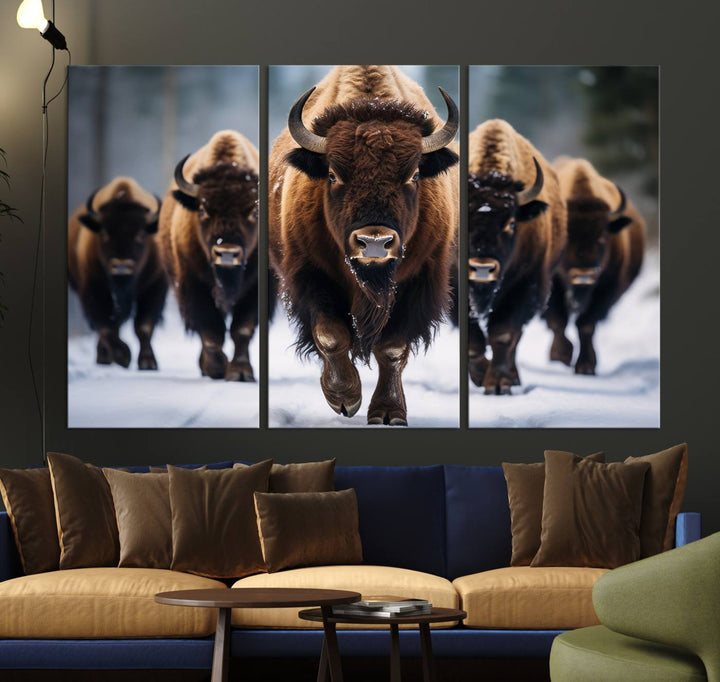 Buffalo Wall Art Canvas Print, American Bison Herd Wall Art Canvas Print