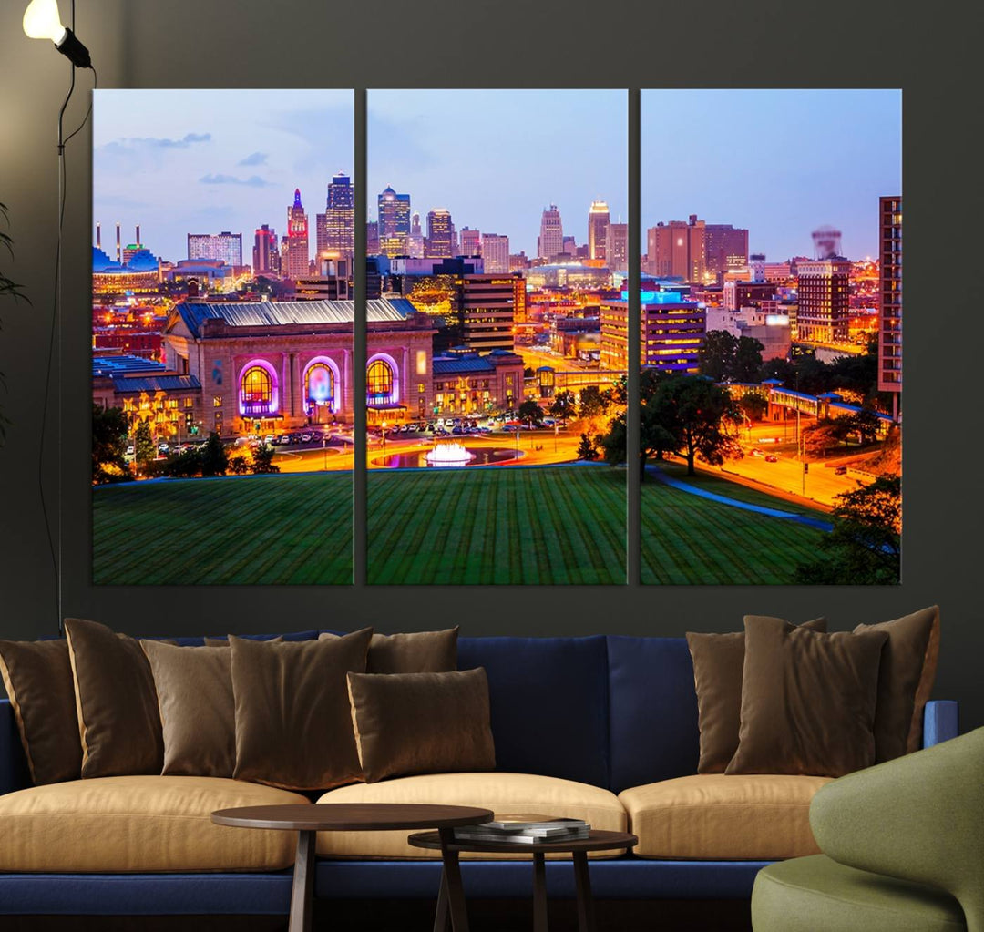 Kansas City Night Canvas Print - Arte de pared grande para decoración del hogar y la oficina