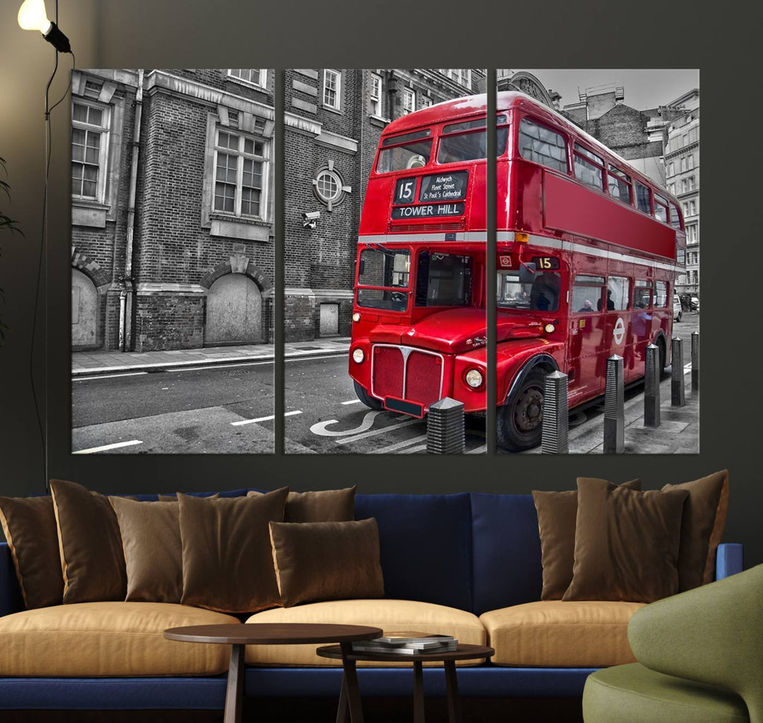 London Red Bus Wall Art, Red Telephone Club, London Night Canvas Print