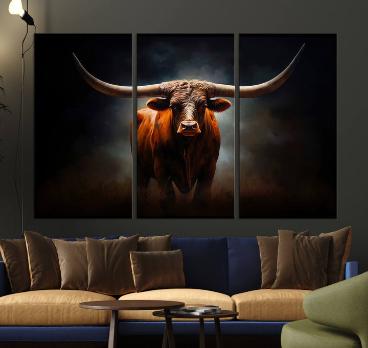 Longhorn Bull Wall Art Canvas Set – Bold Western Elegance for Rustic Home Décor