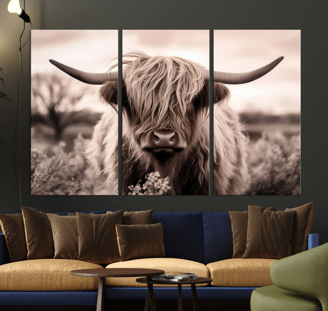 Scottish Cow Longhorn Wall Art Canvas Print.