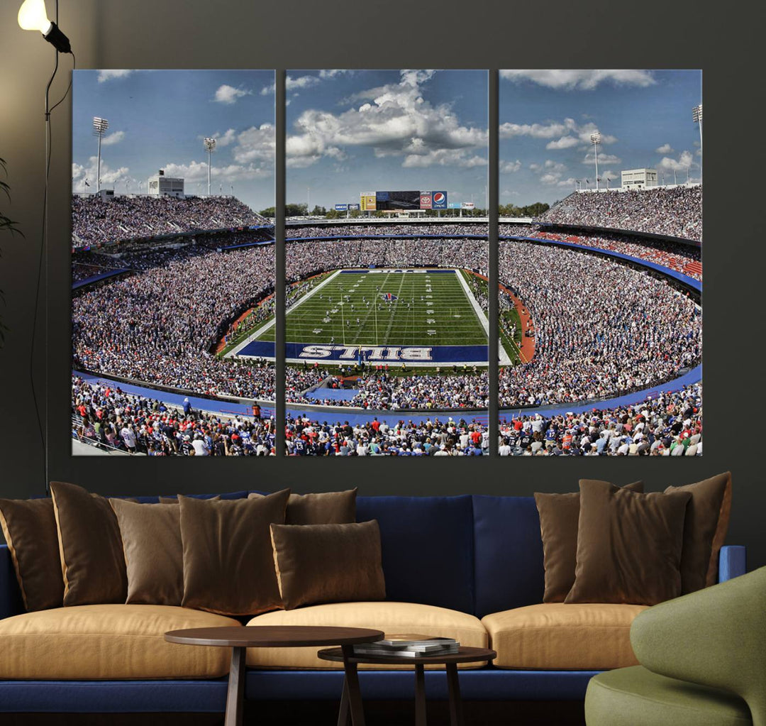 Buffalo Bills Football Team Print - Highmark Stadium Wall Art Canvas Print - Bills Stadium Game Day Triple Canvas Wall Art - Buffalo Bills NFL Match